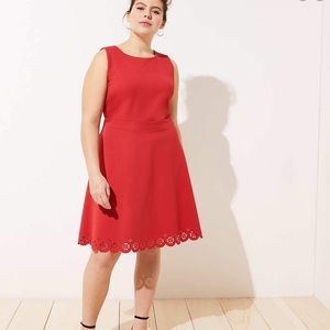LOFT Ponte Eyelet Hem Dress